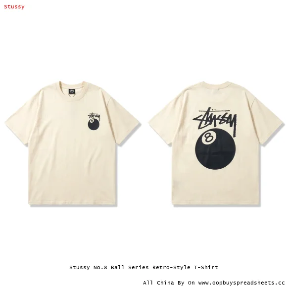 Stussy No.8 Ball Series Retro-Style T-Shirt