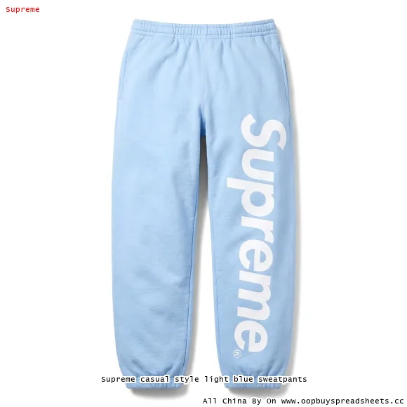 Supreme casual style light blue sweatpants