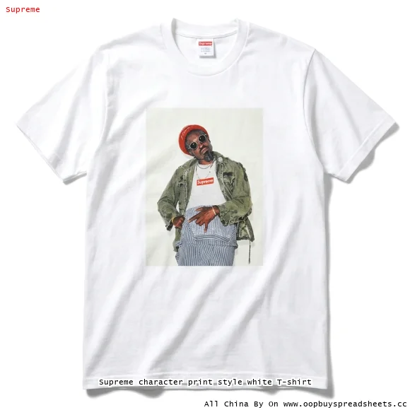 Supreme character print style white T-shirt