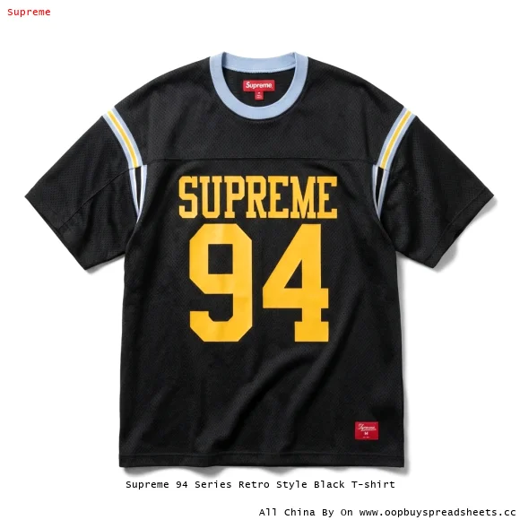 Supreme 94 Series Retro Style Black T-shirt