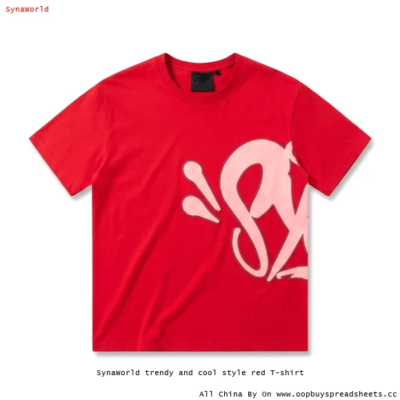 SynaWorld trendy and cool style red T-shirt