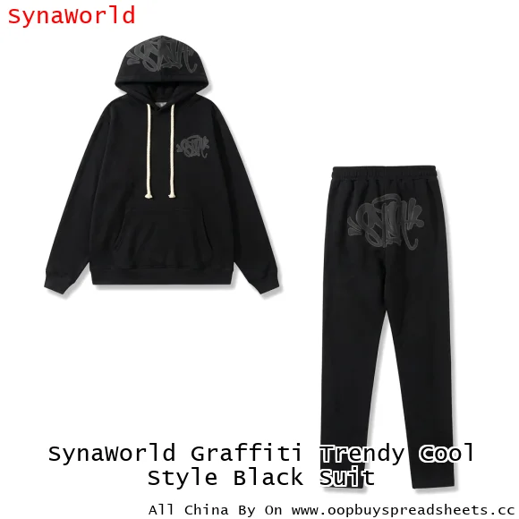 SynaWorld Graffiti Trendy Cool Style Black Suit