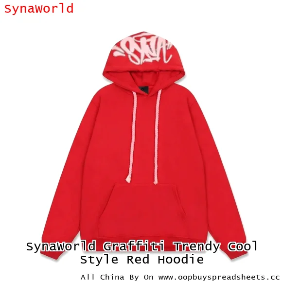SynaWorld Graffiti Trendy Cool Style Red Hoodie