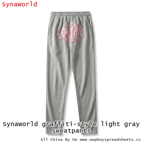 SynaWorld graffiti-style light gray sweatpants