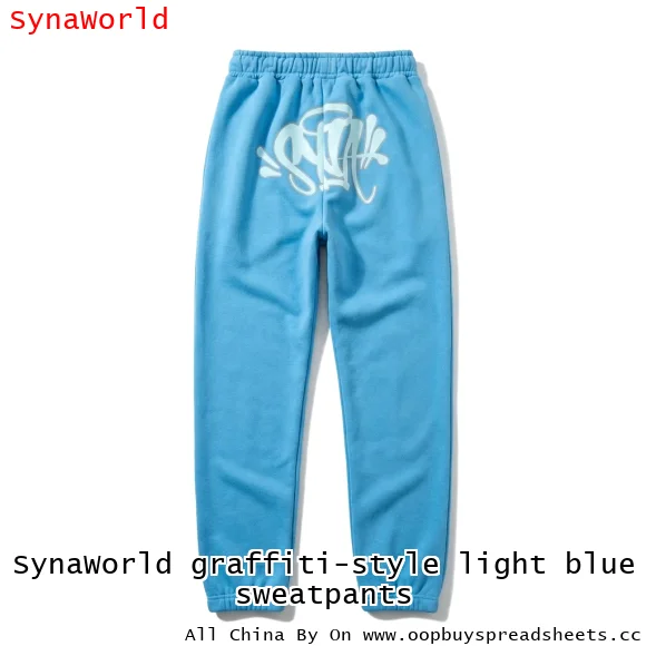 SynaWorld graffiti-style light blue sweatpants