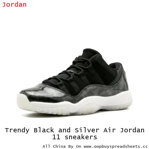 Trendy Black and Silver Air Jordan 11 sneakers