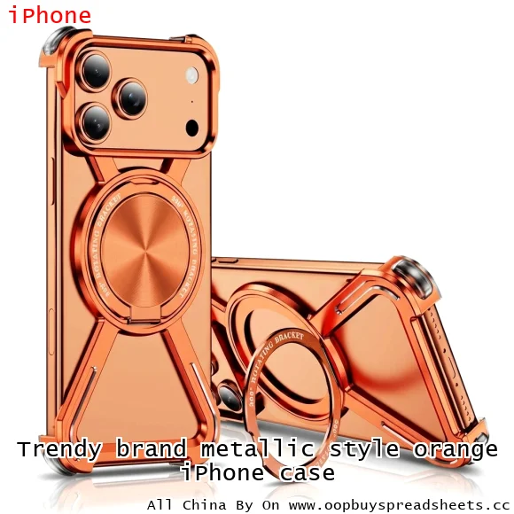 Trendy brand metallic style orange iPhone case
