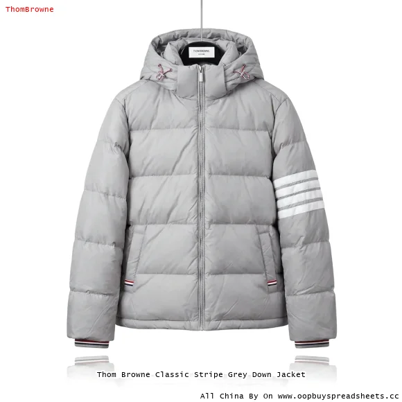 Thom Browne Classic Stripe Grey Down Jacket