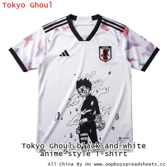 Tokyo Ghoul black-and-white anime-style T-shirt