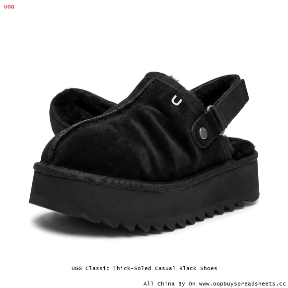 UGG Classic Thick-Soled Casual Black Shoes