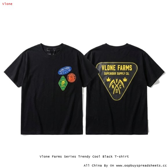 Vlone Farms Series Trendy Cool Black T-shirt