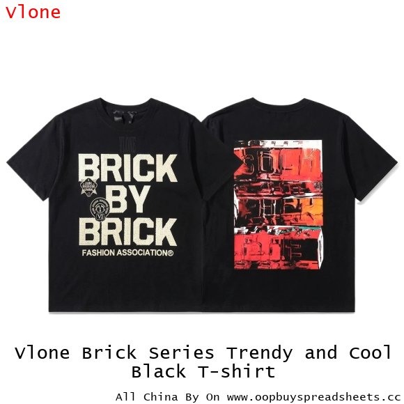 Vlone Brick Series Trendy and Cool Black T-shirt