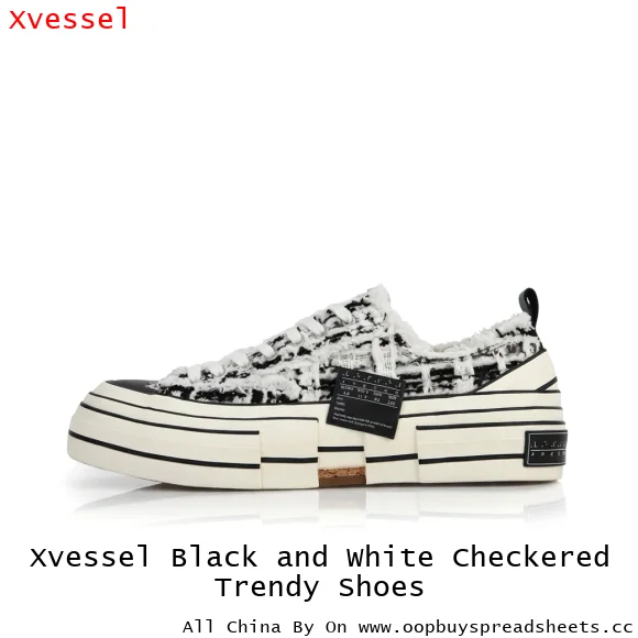 Xvessel Black and White Checkered Trendy Shoes