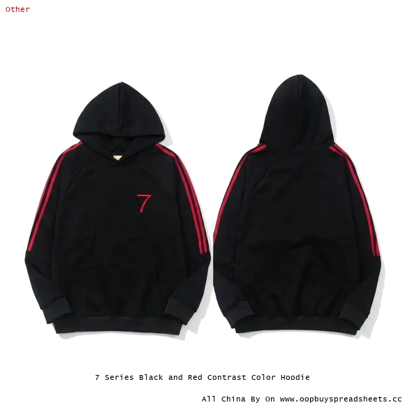 7 Series Black and Red Contrast Color Hoodie