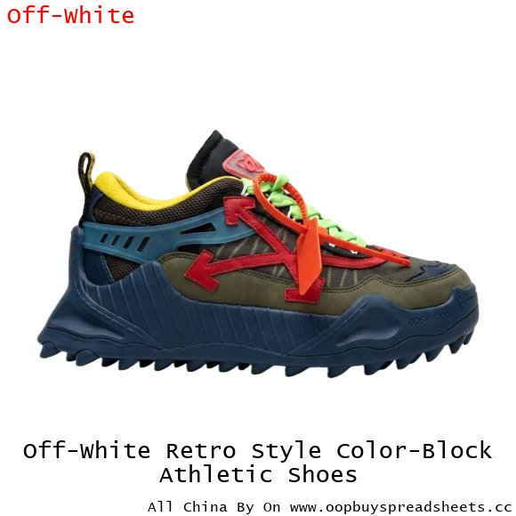 Off-White Retro Style Color-Block Athletic Shoes