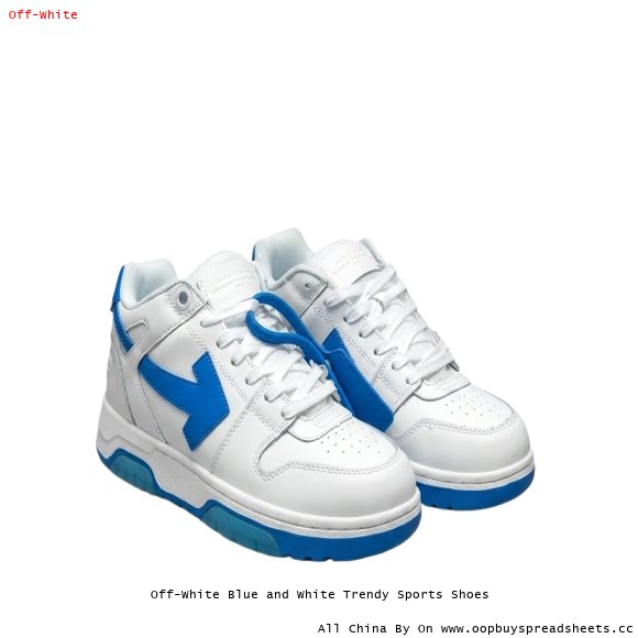 Off-White Blue and White Trendy Sports Shoes
