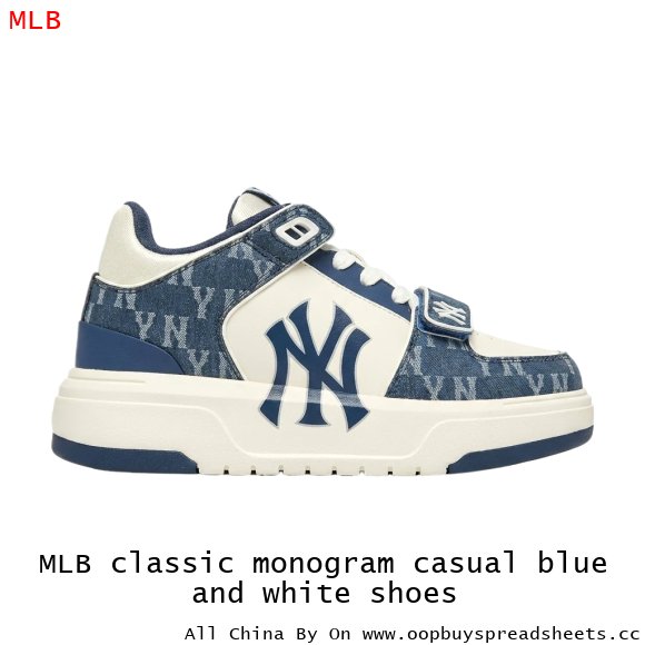 MLB classic monogram casual blue and white shoes