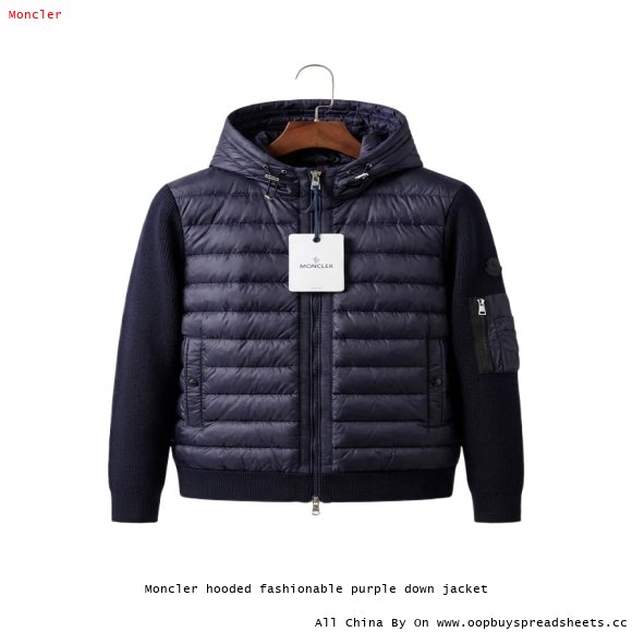 Moncler hooded fashionable purple down jacket