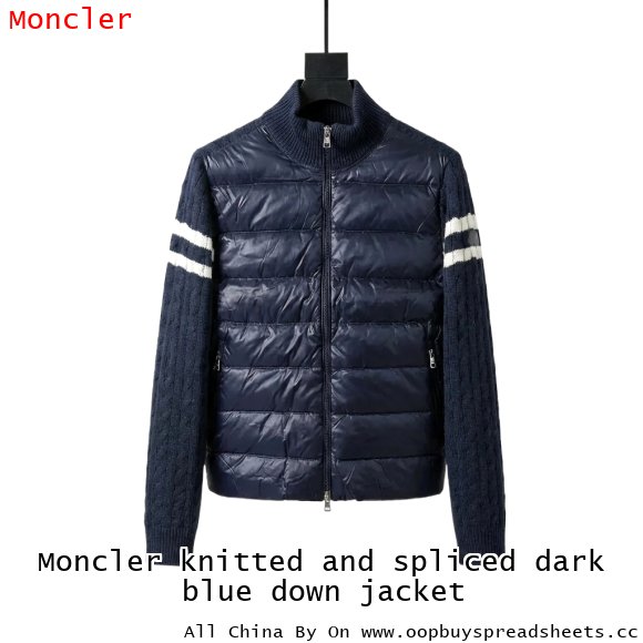 Moncler knitted and spliced dark blue down jacket