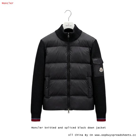 Moncler knitted and spliced black down jacket