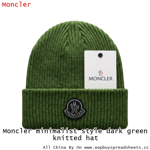 Moncler minimalist style dark green knitted hat