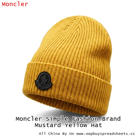 Moncler Simple Fashion Brand Mustard Yellow Hat