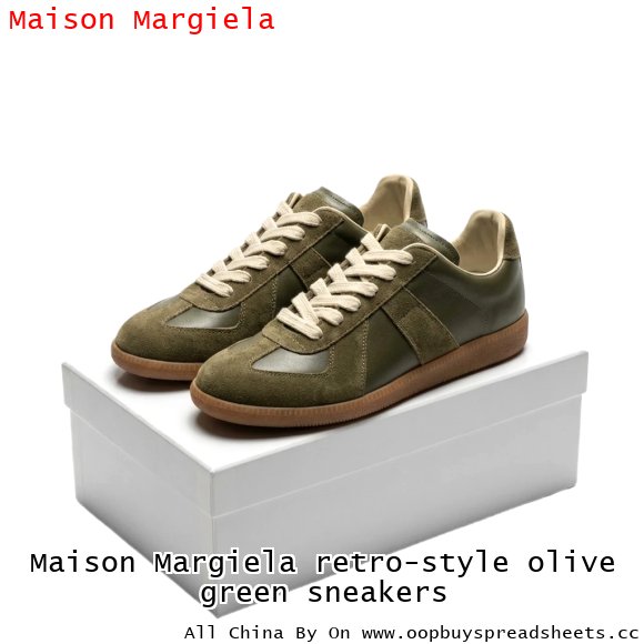 Maison Margiela retro-style olive green sneakers