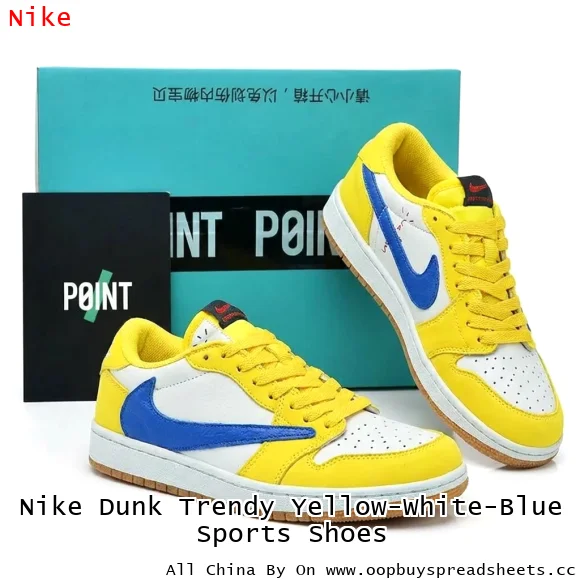 Nike Dunk Trendy Yellow-White-Blue Sports Shoes