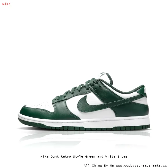 Nike Dunk Retro Style Green and White Shoes