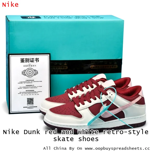 Nike Dunk red and white retro-style skate shoes
