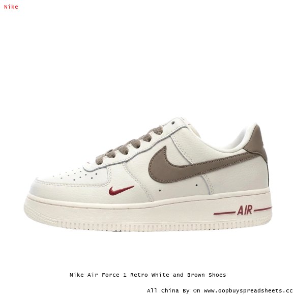 Nike Air Force 1 Retro White and Brown Shoes