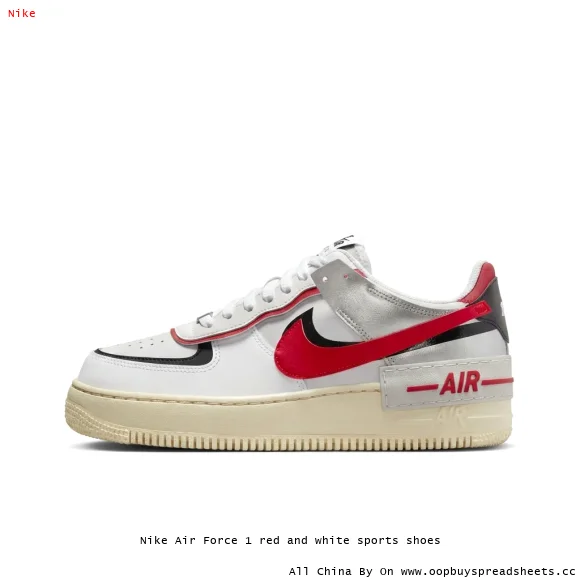 Nike Air Force 1 red and white sports shoes