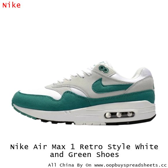 Nike Air Max 1 Retro Style White and Green Shoes