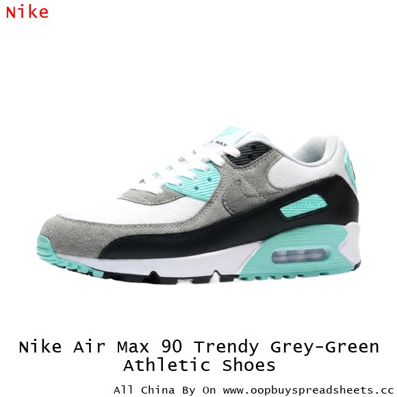 Nike Air Max 90 Trendy Grey-Green Athletic Shoes