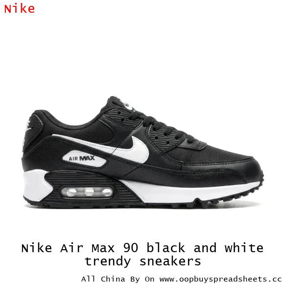 Nike Air Max 90 black and white trendy sneakers