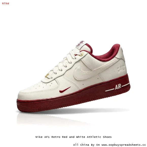 Nike AF1 Retro Red and White Athletic Shoes