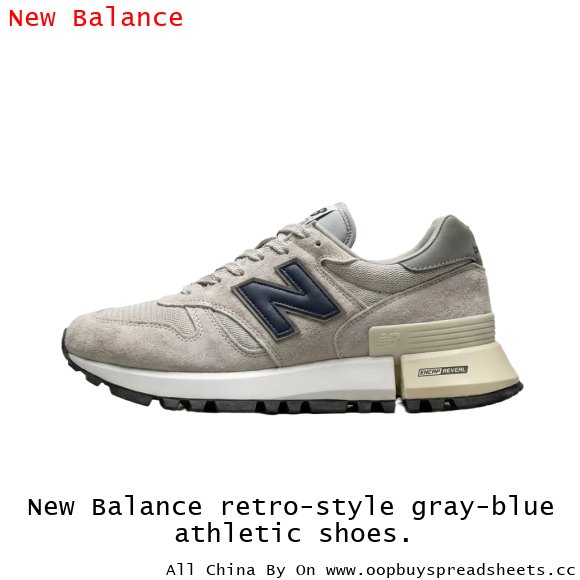 New Balance retro-style gray-blue athletic shoes.
