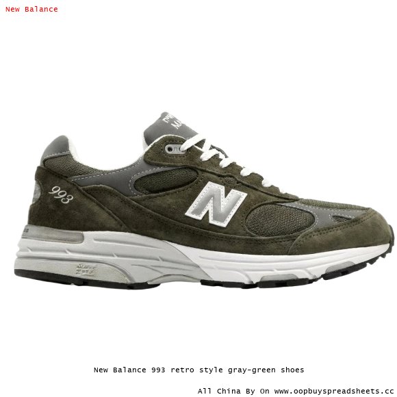 New Balance 993 retro style gray-green shoes