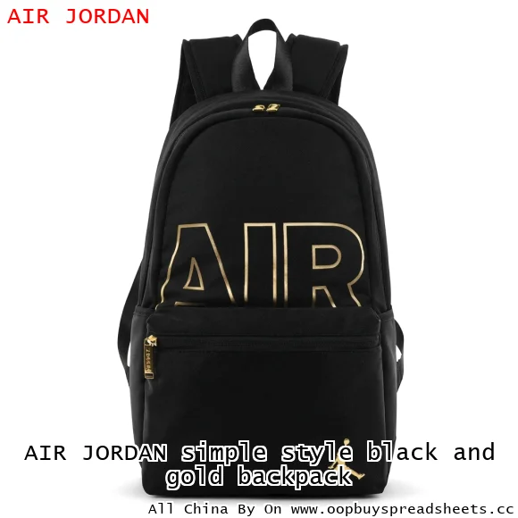 AIR JORDAN simple style black and gold backpack