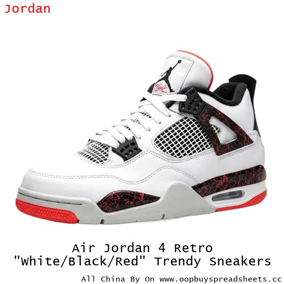 Air Jordan 4 Retro "White/Black/Red" Trendy Sneakers
