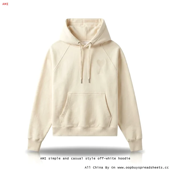 AMI simple and casual style off-white hoodie