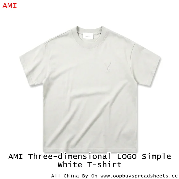 AMI Three-dimensional LOGO Simple White T-shirt
