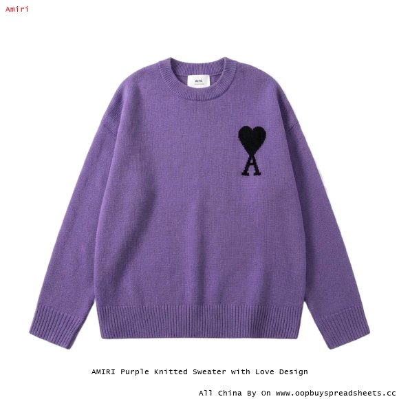 AMIRI Purple Knitted Sweater with Love Design