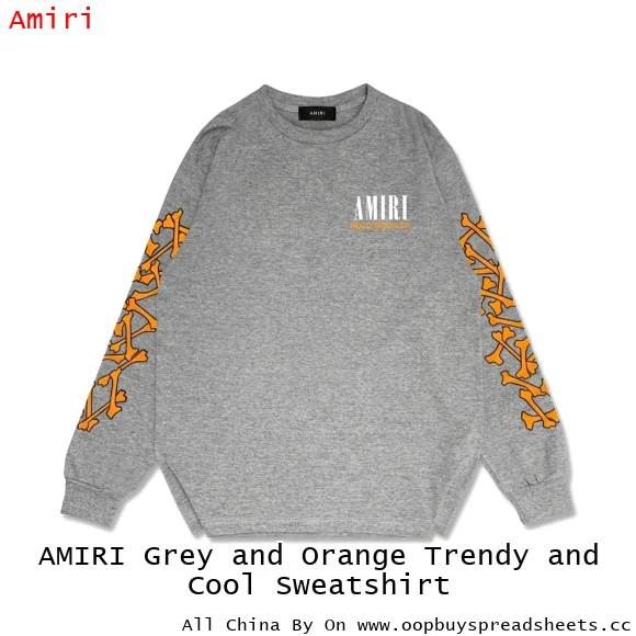 AMIRI Grey and Orange Trendy and Cool Sweatshirt