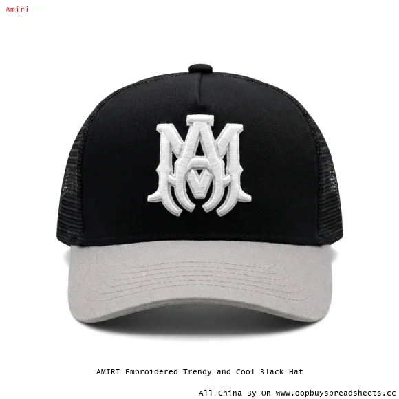 AMIRI Embroidered Trendy and Cool Black Hat