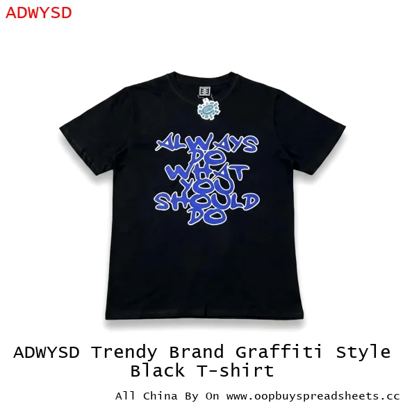 ADWYSD Trendy Brand Graffiti Style Black T-shirt