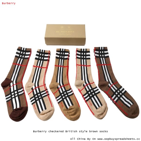 Burberry checkered British style brown socks