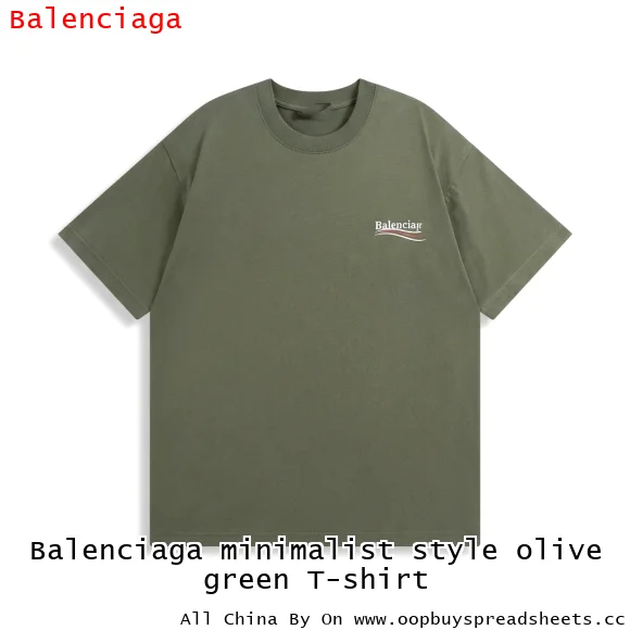 Balenciaga minimalist style olive green T-shirt