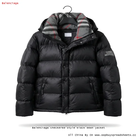 Balenciaga checkered style black down jacket