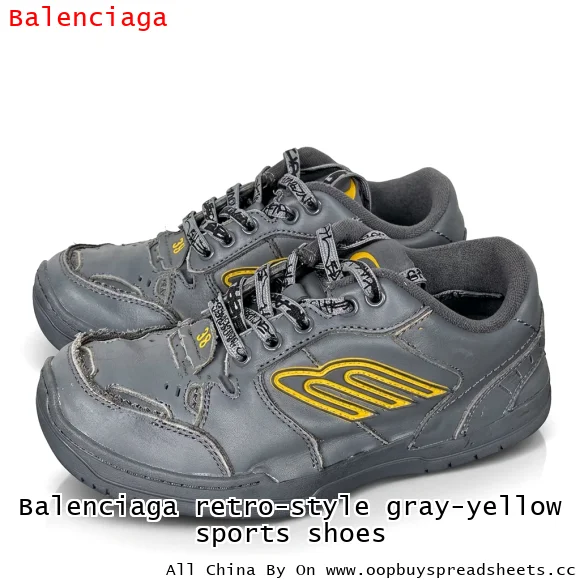 Balenciaga retro-style gray-yellow sports shoes